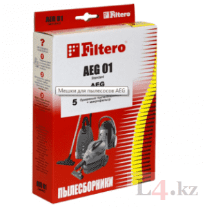 AEG 01 Standard, комплект из 5 бумажных пылесборников + микрофильтр для пылесоса от интернет магазина Filterro.kz