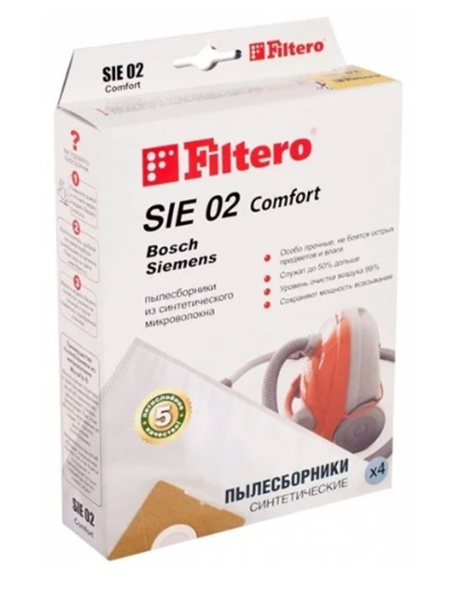 Мешки-пылесборники Набор SIE 02(4) Comfort, 4 шт в упаковке для пылесоса от интернет магазина Filterro.kz